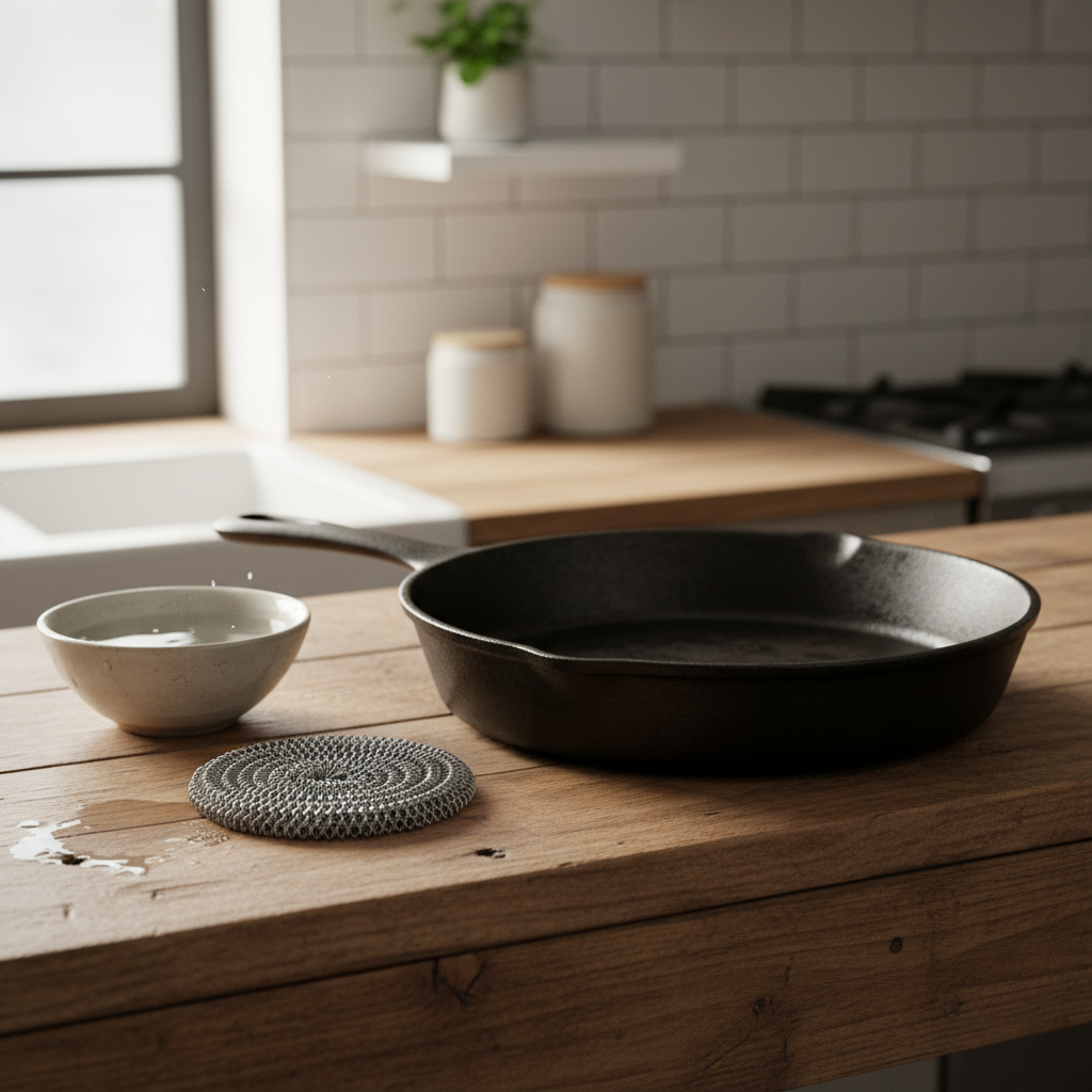 Why Cast Iron Pan Cleaning Fails at the Sink — and How to Fix It Without Soap