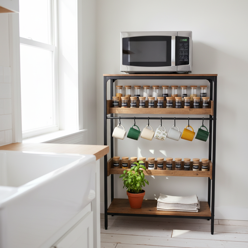 Farmhouse Baker Rack Microwave Stand on a Tight Budget: Vertical Storage You Can Gain Without Spending a Fortune