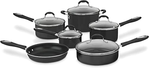 11-Piece Nonstick Cookware Set in Black with Stainless Steel Handles