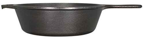 Cast Iron Deep Skillet, 3-Liter Black Pan with Assist Handle