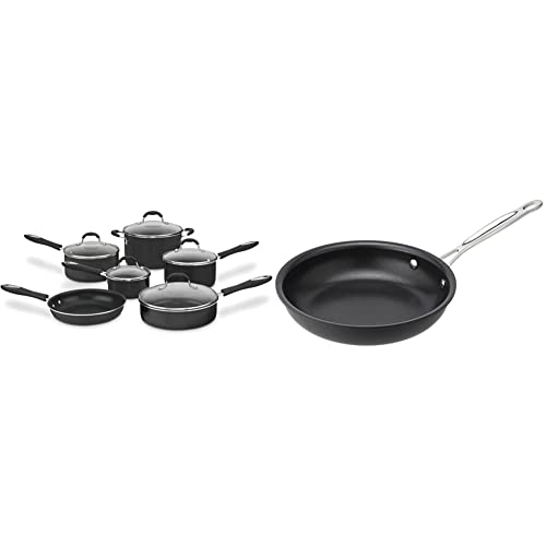 11-Piece Set Advantage Nonstick Cookware, Black & 622-20 Chef's Classic 8-Inch Open Skillet Nonstick-Hard-Anodized