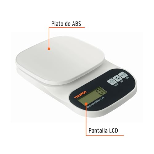 Digital Kitchen Scale, 5 kg Capacity, White Plastic Counter Scale