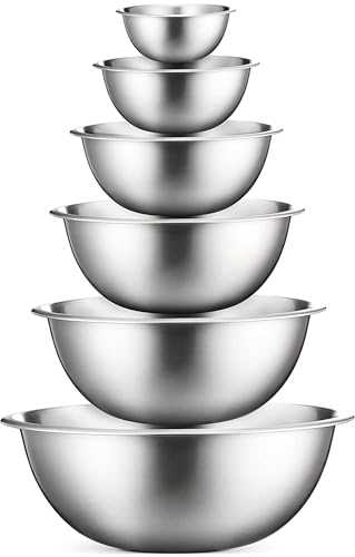 Stainless Steel Mixing Bowls Set, 6-Piece Metal Bowls