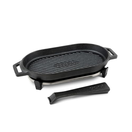 Cast Iron Griddle Pan, Rectangular 12 x 6 in with Removable Handle