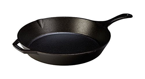 12-Inch Black Cast Iron Skillet with Heat-Resistant Silicone Handle Holder