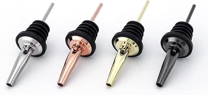 Pafusen 12 Pack Liquor Bottle Pourers, Liquor Pour Spout for Liquor Bottles, Stainless Steel Olive oil Dispenser Spout, Alcohol Pourer Spouts Dust Caps Covers, Rose Gold