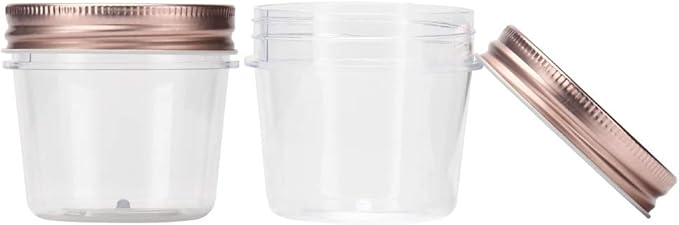 Food Jars 4 oz Plastic 20 Pack with Black Screw-On Lids