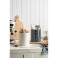 Utensil Holder, Ceramic Crock with Embossed Pattern, 6x7 Inch, Blue