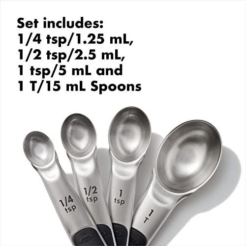 Good Grips 4 Piece Stainless Steel Measuring Spoons with Magnetic Snaps, (Pack of 2) - view 6