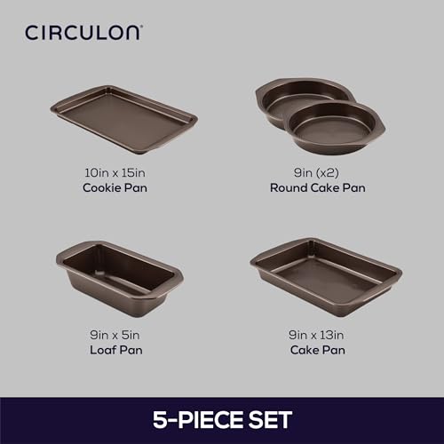 Bakeware Set 5 Piece Nonstick Alloy Steel, Chocolate Brown