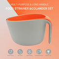 Colander Set with Long Handle, Stackable Mixing Bowl, BPA-Free Plastic