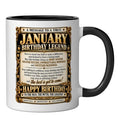 Ceramic Mug, 11 oz, Black and White, January Birthday Gift for Men