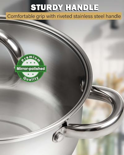Basics 16 Quart Stainless Steel Stock Pot with Lid, Cooking Pot for Pasta, Soup, Sturdy Handle, Large Stockpot with Even Heating, Oven & Dishwasher Safe, Cookware for Canning, Boiling - view 6