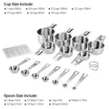 Measuring Cup and Spoon Set, 17 Piece Stainless Steel with Conversion Chart