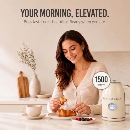 Retro Electric Kettle,1.7L Enamel-Coated Stainless Steel - Cream - view 6