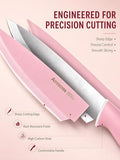 Knife Set with Clear Block, 22 Pieces, Pink High Carbon Steel