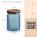 Glass Food Storage Jar with Airtight Lid, Embossed Floral, Blue 24 oz