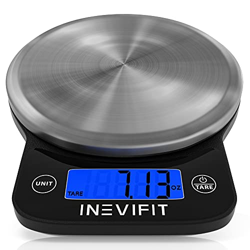 Digital Kitchen Scale, Highly Accurate Multifunction Food Scale 13 lbs 6kgs Max, Clean Modern Black with Premium Stainless Steel Finish. Includes Batteries