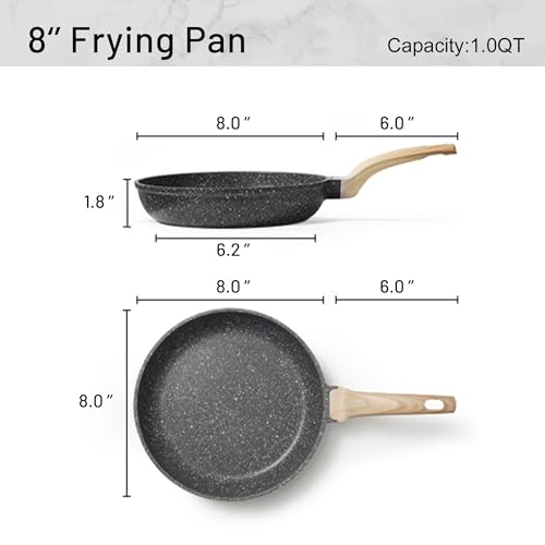 8-Inch Granite Frying Pan, Nonstick Skillet with Cool Handle