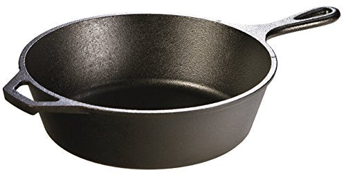 Pre-Seasoned Cast Iron Deep Skillet, 3 Quart