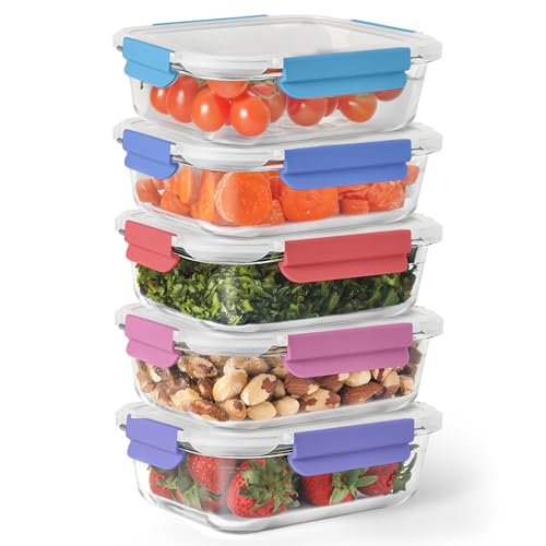 Glass Food Storage Containers with Lids, Meal Prep, Lunch, 5 Piece - view 6