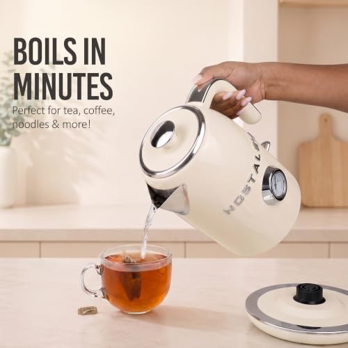 Retro Electric Kettle,1.7L Enamel-Coated Stainless Steel - Cream - view 3