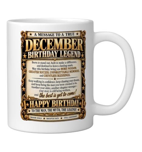 Ceramic Coffee Mug 11 oz White with December Birthday Newspaper Design