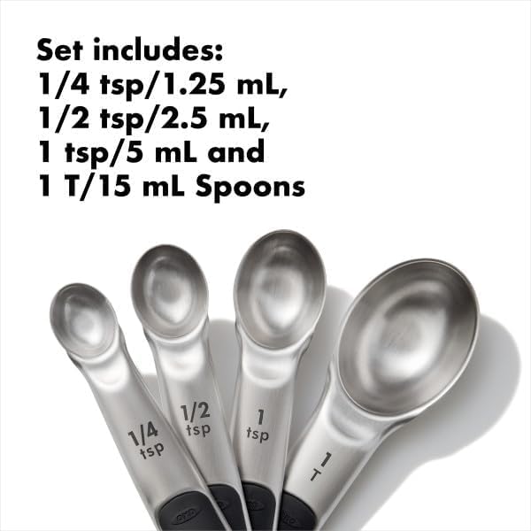 Measuring Spoon Set, 4 Piece Stainless Steel with Magnetic Handles
