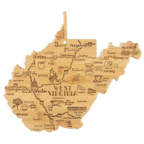 Destination West Virginia State Shaped Cutting Board