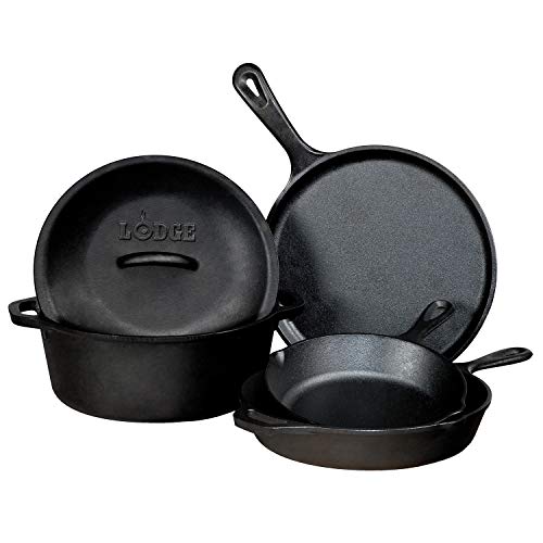 5-Piece Cast Iron Cookware Set with Griddle, Skillets and Dutch Oven