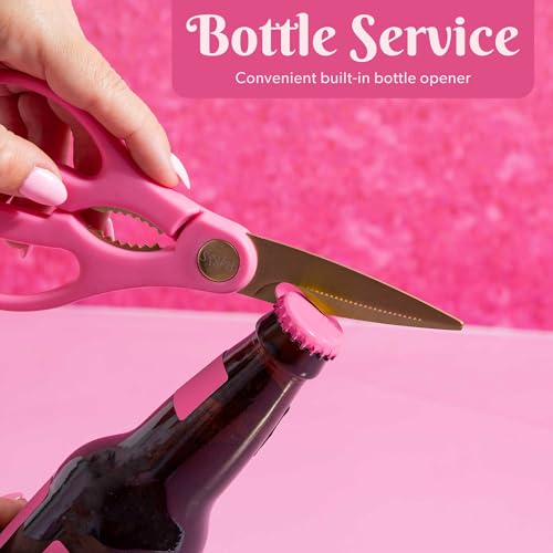 Kitchen Shears with Stainless Steel Blades, Soft Grip Handles, Pink