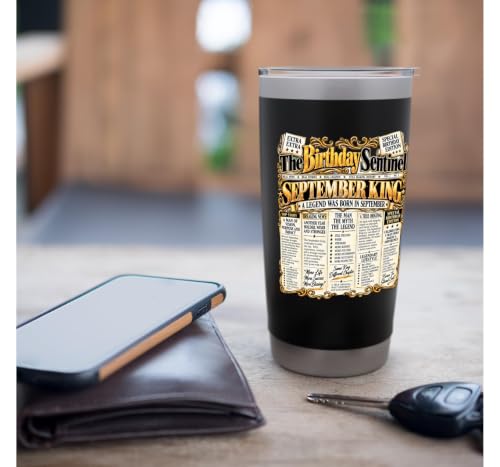 September Birthday King Born September Front Page Newspaper Stainless Steel Insulated Tumbler - view 7