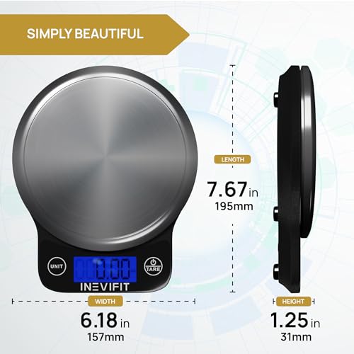 Digital Kitchen Scale, Highly Accurate Multifunction Food Scale 13 lbs 6kgs Max, Clean Modern Black with Premium Stainless Steel Finish. Includes Batteries - view 5
