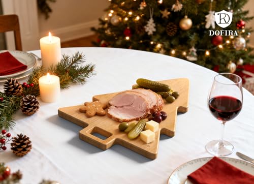 Acacia Wood Christmas Tree Cutting Board 15x12 Inch Charcuterie Board with Handle, Xmas Cheese Appetizer Tray, Wooden Decorative Serving Platter for Holiday Kitchen Party - view 7