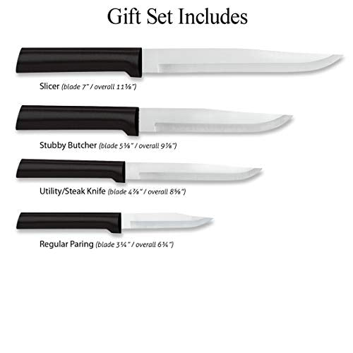 3-Piece Kitchen Knife Set, T420 Stainless Blades, Black Resin Handles