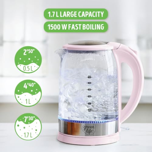 1.7 Liter Electric Glass Kettle, Pink - view 6