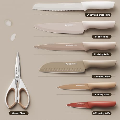 Knife Set, 13 Pieces Kitchen Knives Set with Healthy Anti-Rust Coating, Dishwasher Safe, Stainless Steel Chef Knife Sets with 6 Blade Guards, Perfect Holiday Gifts for Kitchen - view 5