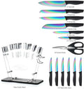Knife Set 14-Piece Rainbow Stainless Steel Knives with Acrylic Stand
