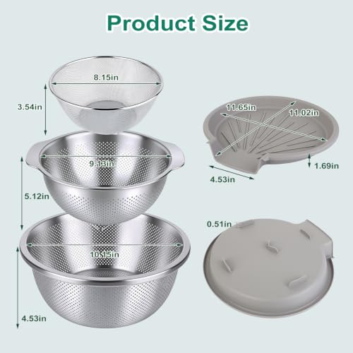 Stainless Steel Colander Set with Self-Draining Base for Edge of Sink - view 5