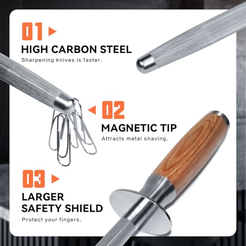 Knife Sharpener Rod German High Carbon Steel Honing Rod, 10'' - view 3