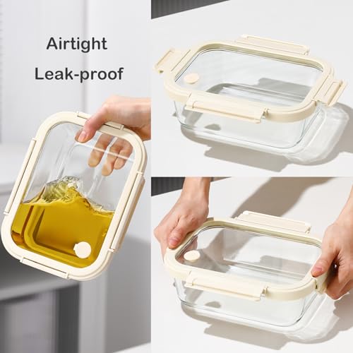 Glass Food Storage Containers with Lids, 5-Pack 35 oz Rectangular Set