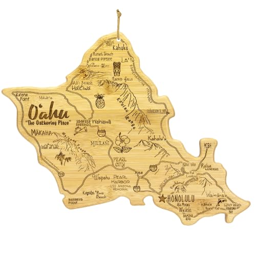 Destination Oahu Serving and Cutting Board, Includes Hang Tie for Wall Display