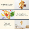 Cutting Board, Illinois-Shaped Bamboo Charcuterie Serving Board with Hang Tie