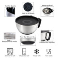 Mixing Bowl Set with Lids, Nesting Stainless Steel Bowls, 1.5, 3, 5 Quart