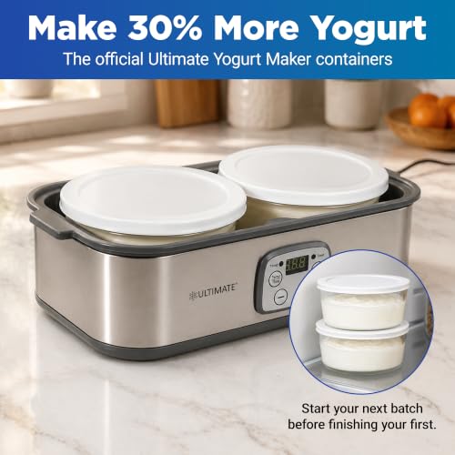 Glass Yogurt Containers, 1 Quart Round Airtight Food Storage Jars with Lids