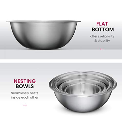Stainless Steel Mixing Bowls Set, 6-Piece Metal Bowls - view 4