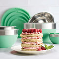 Nesting Covered Mixing Bowls, Stainless Steel with Silicone Base, 10 Piece