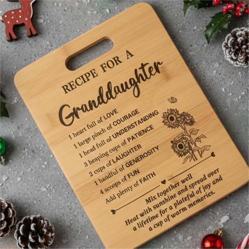 Gifts for Granddaughter Birthday Gift Ideas, Recipe Cutting Board for Granddaughter, Best Gifts for Christmas, Birthday Day Gift Bamboo Cutting Board Kitchen Decor - view 4