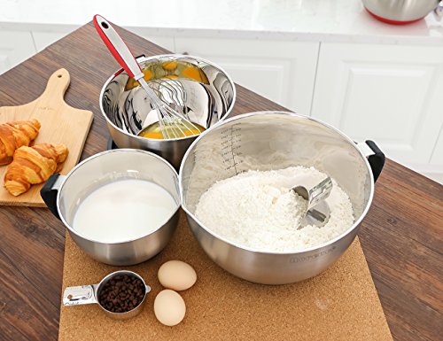 Stainless Steel Mixing Bowls Set with Lids,1.5,3 & 5 Qt,Black - view 4