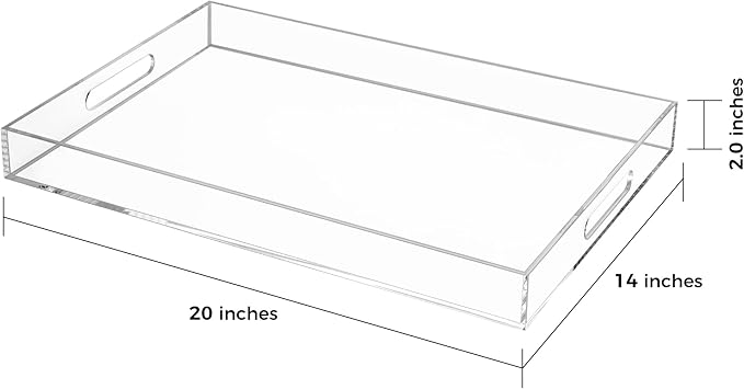 Serving Tray, Clear Acrylic Rectangular, 20 x 14 Inch